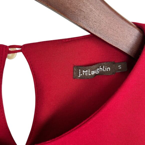 J. McLaughlin Red Keaton 3/4 Sleeve Shirt Women’s Small - Picture 6 of 6